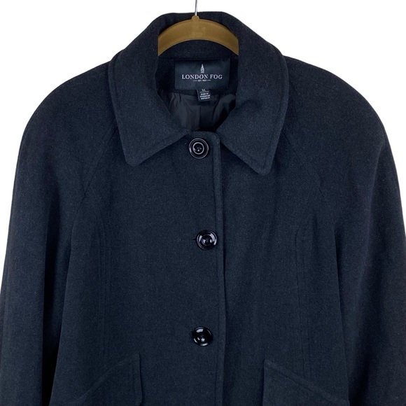 London Fog Coat Wool Blend Black Women’s Size Medium - Picture 2 of 12